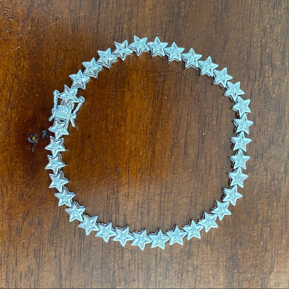 NWOT Sterling Silver Tennis Bracelet Tiny Diamonds